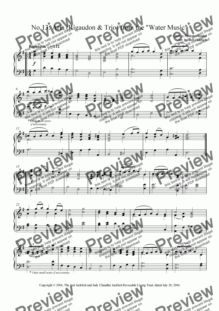 page one of Rigaudon & Trio from the Water Music