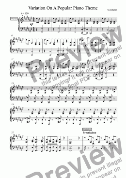 page one of Variation On A Popular Piano Theme