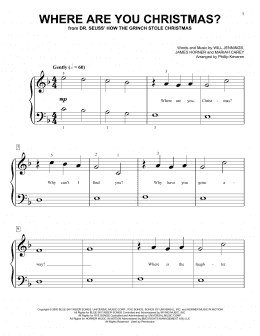page one of Where Are You Christmas? (from How The Grinch Stole Christmas) (arr. Phillip Keveren) (Big Note Piano)