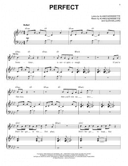 page one of Perfect (from Jagged Little Pill The Musical) (Piano & Vocal)