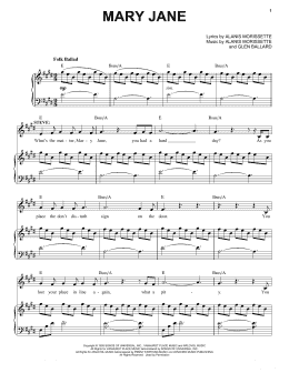 page one of Mary Jane (from Jagged Little Pill The Musical) (Piano & Vocal)