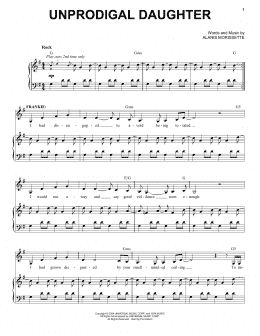 page one of Unprodigal Daughter (from Jagged Little Pill The Musical) (Piano & Vocal)