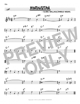 page one of Hindustan (Real Book – Melody & Chords)