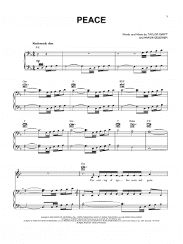 page one of peace (Piano, Vocal & Guitar Chords (Right-Hand Melody))