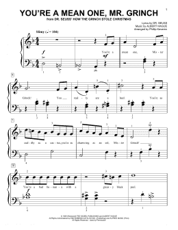 page one of You're A Mean One, Mr. Grinch (from Dr. Seuss How The Grinch Stole Christmas) (arr. Phillip Keveren) (Big Note Piano)
