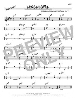 page one of Lonely Girl (Real Book – Melody & Chords)
