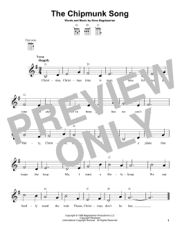 page one of The Chipmunk Song (Ukulele)