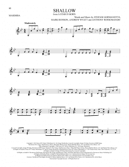 page one of Shallow (from A Star Is Born) (Marimba Solo)