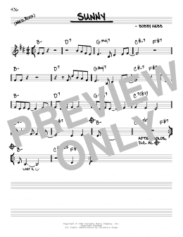 page one of Sunny (Real Book – Melody & Chords)