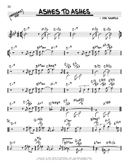 page one of Ashes To Ashes (Real Book – Melody & Chords)