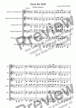 page one of Deck the Halls for Brass Quartet