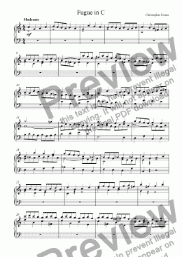 page one of Fugue in C for Piano or Keyboard