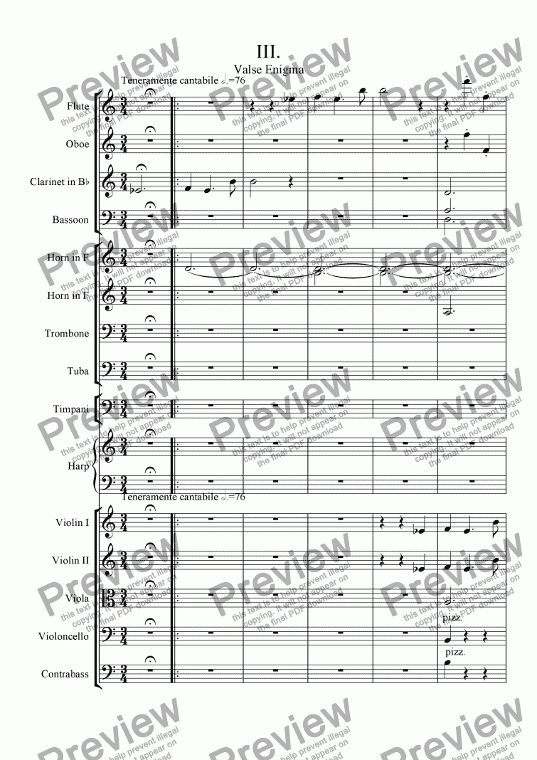 page one of Symphonie Es-dur 'Serenade' - III. Valse Enigma