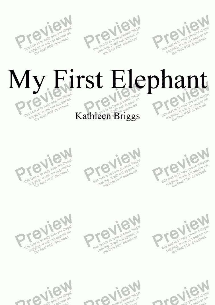 page one of My First Elephant