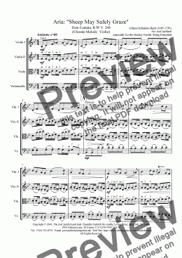 page one of Sheep May Safely Graze (Chorale Melody in Violin)