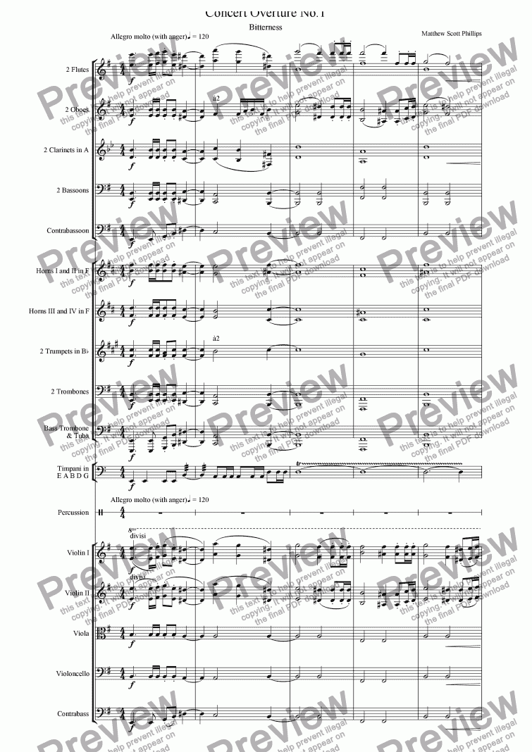 page one of "Bitterness" Overture