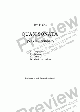 page one of QUASI SONATA per clavicembalo