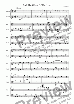 page one of "And The Glory Of The Lord" from Handel's Messiah (Viola Duet)