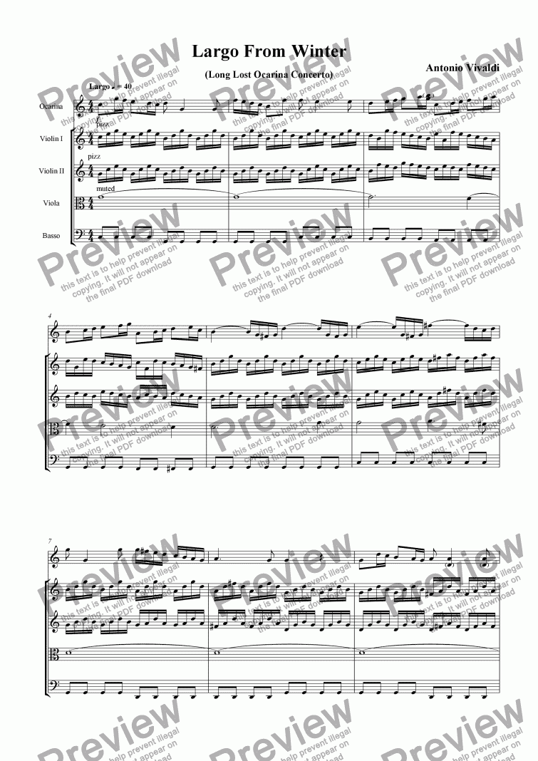 page one of Long Lost Ocarina Concerto Movement