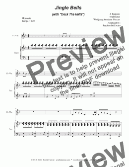 page one of Jingle Bells (with "Deck The Halls") (Flute or Violin solo and Piano)