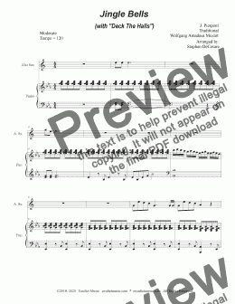 page one of Jingle Bells (with "Deck The Halls") (Alto Saxophone and Piano)