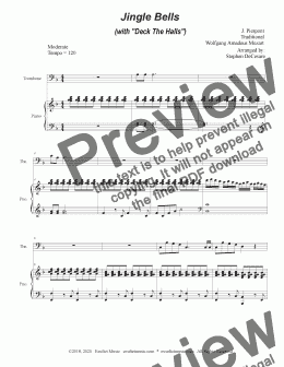 page one of Jingle Bells (with "Deck The Halls") (Trombone solo and Piano)