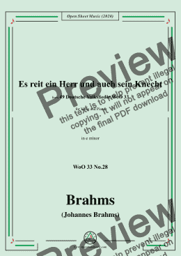 page one of Brahms-Es reit ein Herr und auch sein Knecht,WoO 33 No.28,in e minor,for V&Pno 