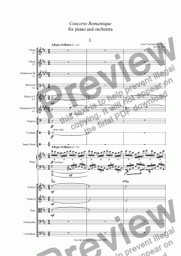 page one of Concerto Romantique for piano and orchestra, Op. 7 - I. Allegro brillante