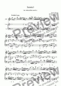 page one of Ignazio Siber Sonata I. (Bc realisation)