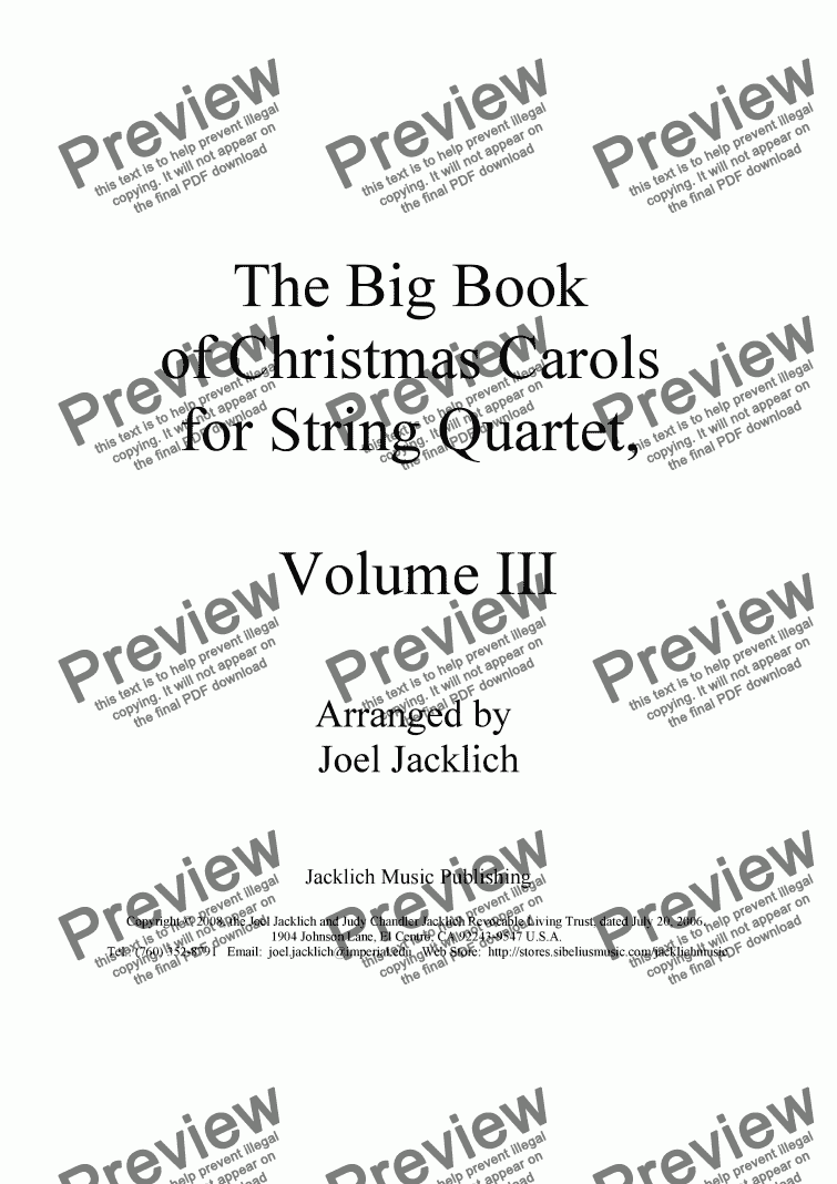 page one of The Big Book of Christmas Carols III for String Quartet