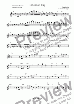 page one of Reflection Rag - Lead Sheet