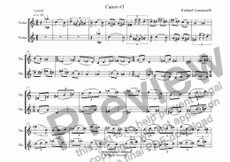 page one of Canon #3 from 12 Canons for 2 Violins
