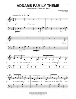 page one of Addams Family Theme (Beginning Piano Solo)