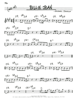 page one of Billie Jean (Real Book – Melody & Chords)