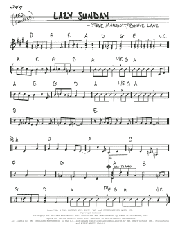 page one of Lazy Sunday (Real Book – Melody & Chords)