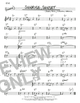 page one of Sunrise, Sunset (from Fiddler On The Roof) (Real Book – Melody & Chords)