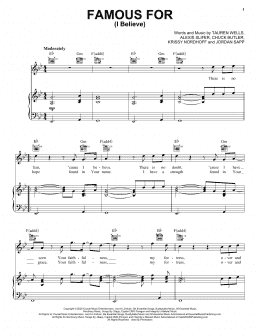 page one of Famous For (I Believe) (feat. Jenn Johnson) (Piano, Vocal & Guitar Chords (Right-Hand Melody))