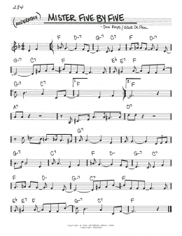 page one of Mister Five By Five (Real Book – Melody & Chords)
