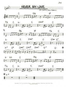page one of Never My Love (Real Book – Melody & Chords)