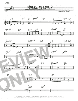 page one of Where Is Love? (Real Book – Melody & Chords)