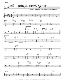 page one of Under Paris Skies (Real Book – Melody & Chords)