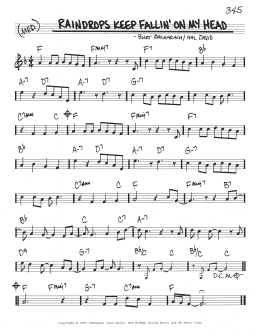 page one of Raindrops Keep Fallin' On My Head (Real Book – Melody & Chords)