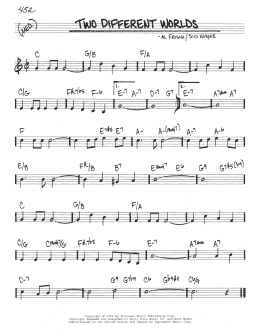 page one of Two Different Worlds (Real Book – Melody & Chords)