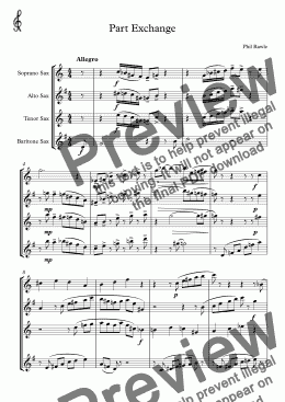 page one of Part Exchange - Saxophone Quartet
