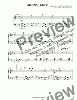 page one of "Amazing Grace" (Advanced Piano)