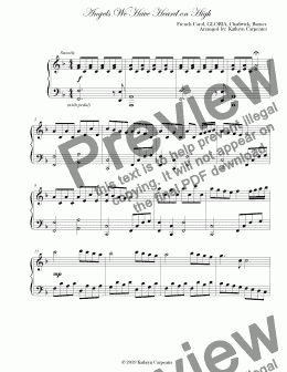 page one of "Angels We Have Heard on High" (Advanced Piano)