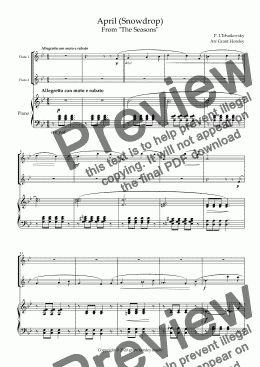 page one of "April" (Snowdrop)-Tchaikovsky- Flute Duet with Piano-Intermediate