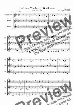 page one of Christmas Tunes 3 (1 trumpet and 2 horns)