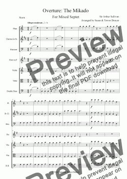 page one of Overture - The Mikado - Sullivan - Mixed Septet - Score