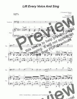 page one of Lift Every Voice And Sing (Trombone solo and Piano)